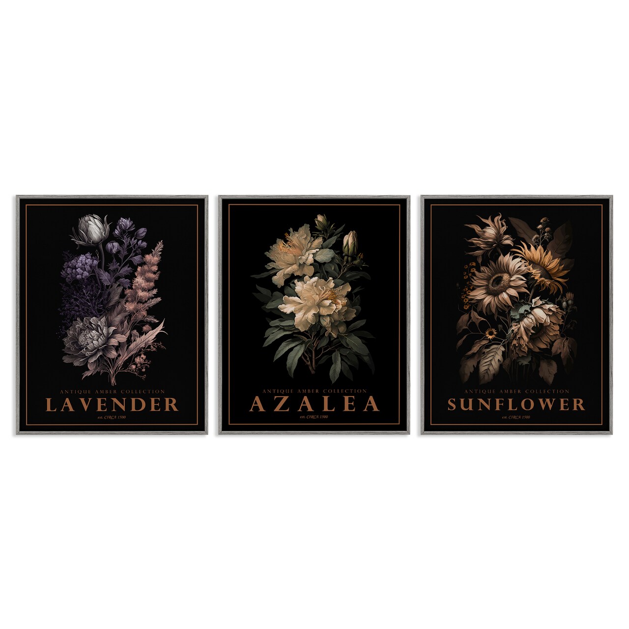 Stupell Industries Antique Botanical Herb Bushels 3pc Framed Giclee Set, design by Christopher Giampietro
